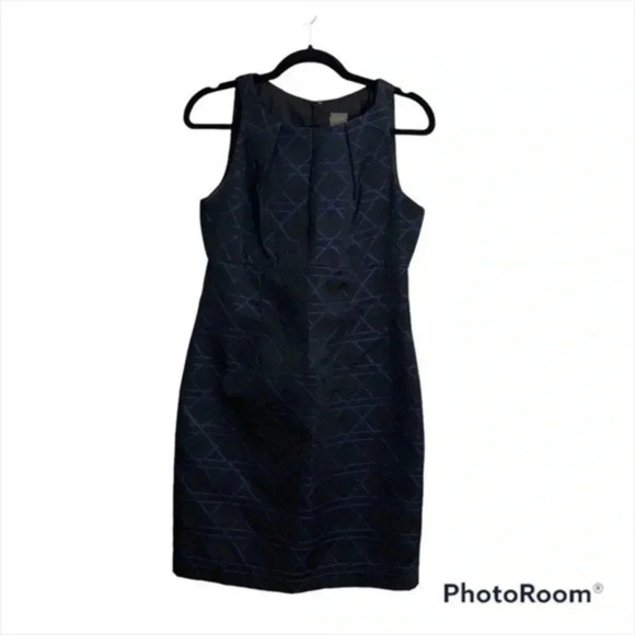 Taylor sleeveless blue/black textured dress 8 - Picture 1 of 7